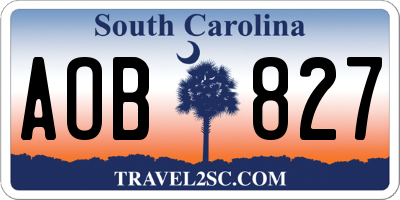 SC license plate AOB827
