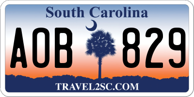 SC license plate AOB829