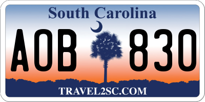 SC license plate AOB830