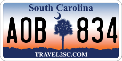 SC license plate AOB834