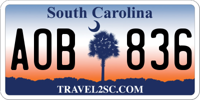 SC license plate AOB836