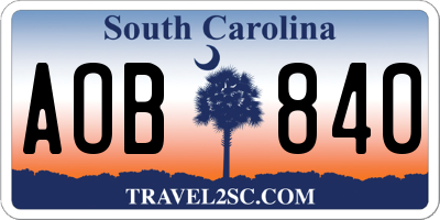 SC license plate AOB840