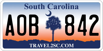 SC license plate AOB842
