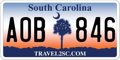 SC license plate AOB846