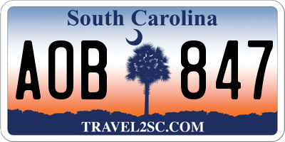 SC license plate AOB847