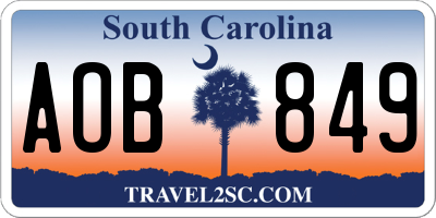 SC license plate AOB849