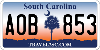 SC license plate AOB853