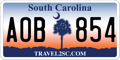 SC license plate AOB854