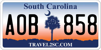 SC license plate AOB858