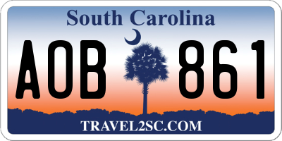 SC license plate AOB861