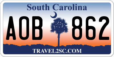 SC license plate AOB862
