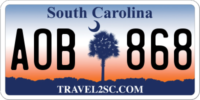 SC license plate AOB868