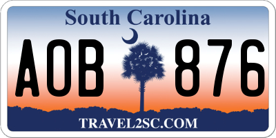 SC license plate AOB876
