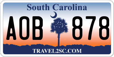 SC license plate AOB878