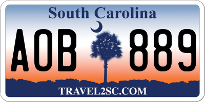 SC license plate AOB889