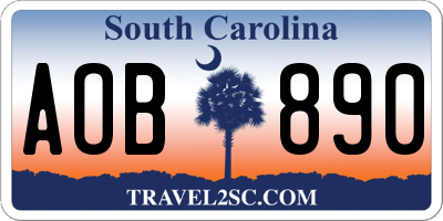 SC license plate AOB890