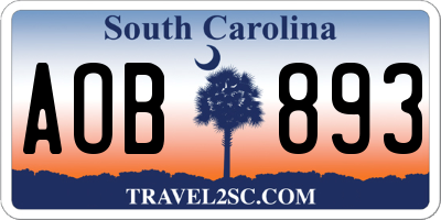 SC license plate AOB893