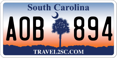 SC license plate AOB894