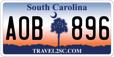 SC license plate AOB896