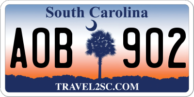 SC license plate AOB902