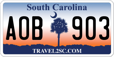 SC license plate AOB903