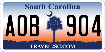 SC license plate AOB904