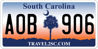 SC license plate AOB906