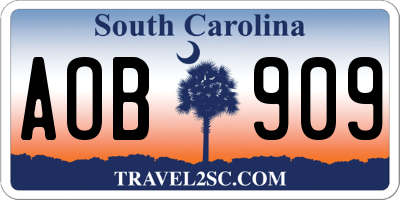 SC license plate AOB909