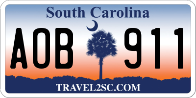 SC license plate AOB911