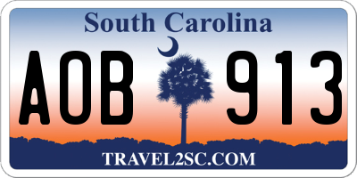 SC license plate AOB913