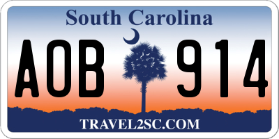 SC license plate AOB914