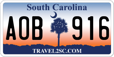 SC license plate AOB916