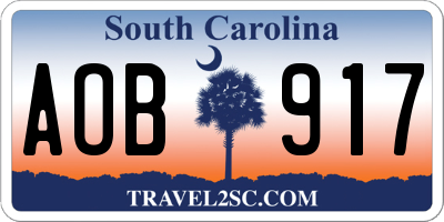 SC license plate AOB917