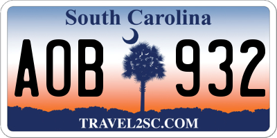 SC license plate AOB932