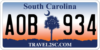 SC license plate AOB934