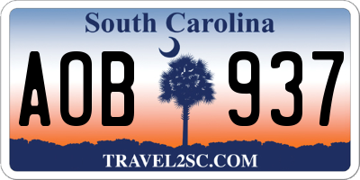 SC license plate AOB937