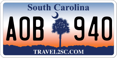 SC license plate AOB940
