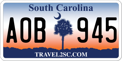 SC license plate AOB945