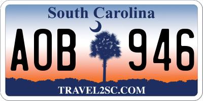 SC license plate AOB946