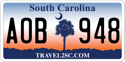 SC license plate AOB948