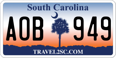SC license plate AOB949