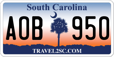 SC license plate AOB950