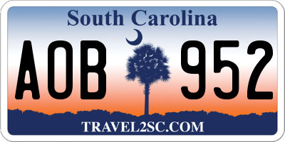 SC license plate AOB952