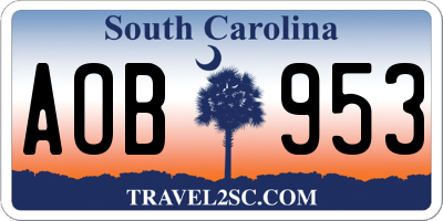 SC license plate AOB953