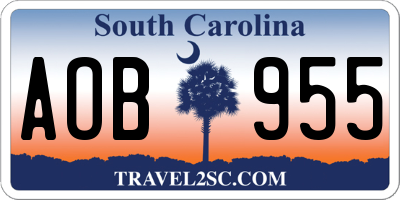 SC license plate AOB955
