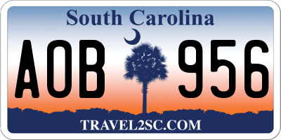 SC license plate AOB956