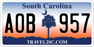 SC license plate AOB957