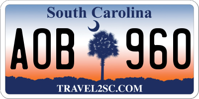 SC license plate AOB960