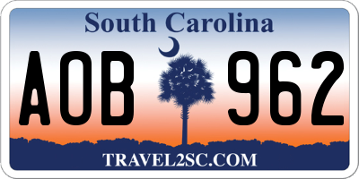 SC license plate AOB962