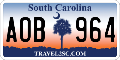 SC license plate AOB964
